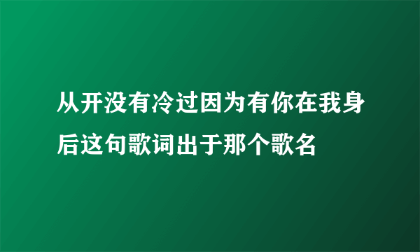 从开没有冷过因为有你在我身后这句歌词出于那个歌名