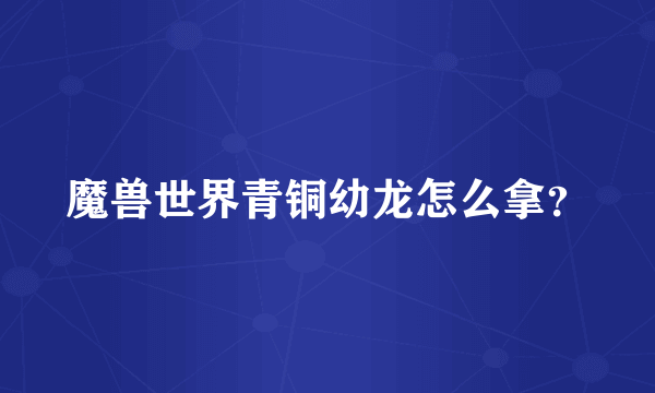 魔兽世界青铜幼龙怎么拿？