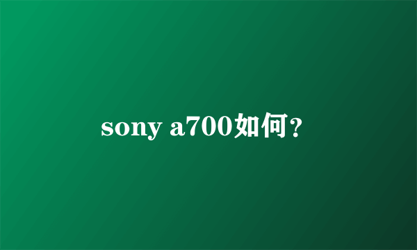 sony a700如何?