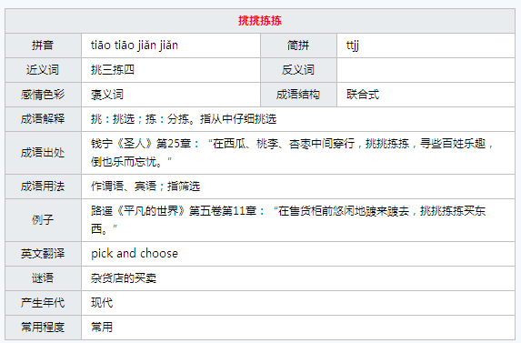 挑挑拣拣的意思