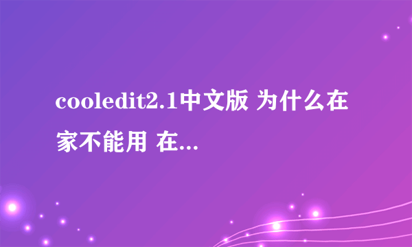cooledit2.1中文版 为什么在家不能用 在网吧就行