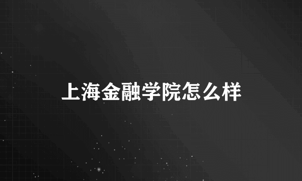 上海金融学院怎么样