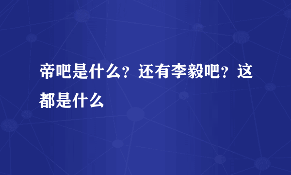 帝吧是什么?还有李毅吧?这都是什么