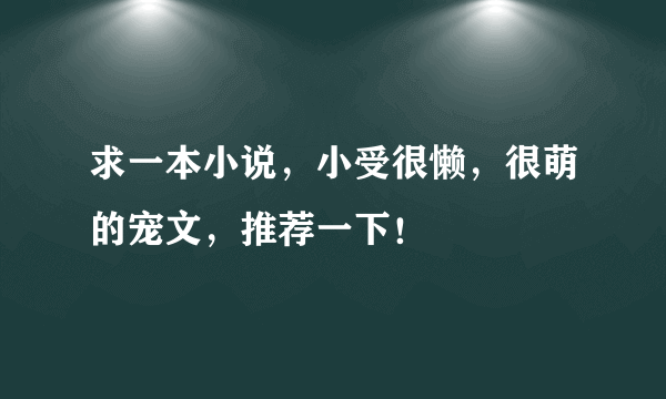求一本小说,小受很懒,很萌的宠文,推荐一下!