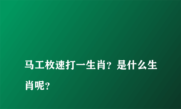 
马工枚速打一生肖？是什么生肖呢？

