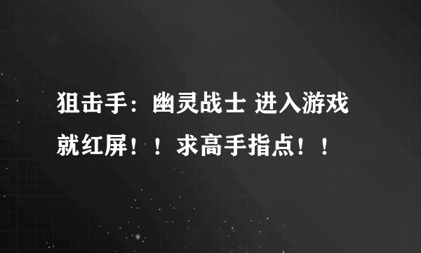 狙击手：幽灵战士 进入游戏就红屏！！求高手指点！！