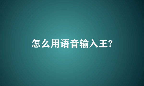 怎么用语音输入王?