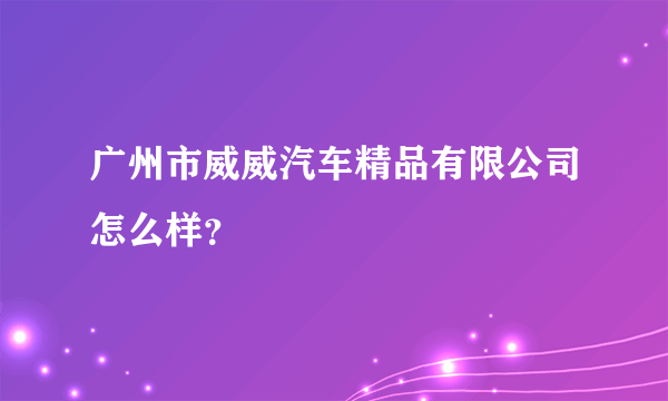 广州市威威汽车精品有限公司怎么样?