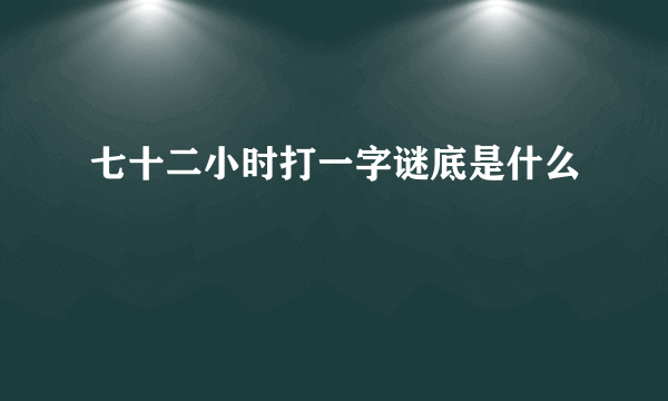 七十二小时打一字谜底是什么