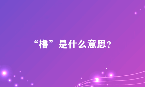 “橹”是什么意思?