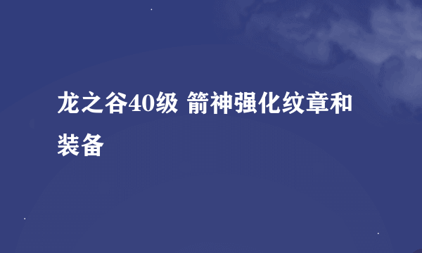 龙之谷40级 箭神强化纹章和装备