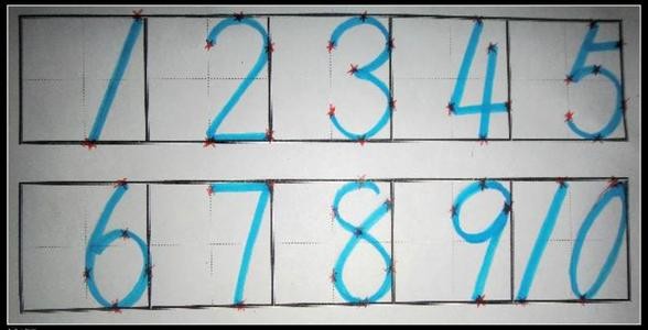 数字1-10在田字格中的书写标准格式是什么?