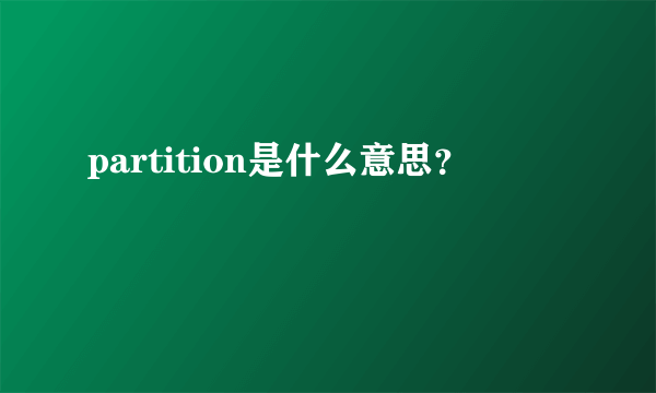 partition是什么意思?