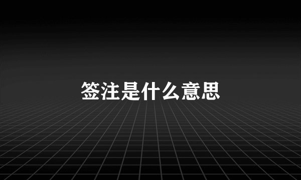 签注是什么意思