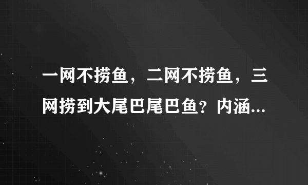 一网不捞鱼，二网不捞鱼，三网捞到大尾巴尾巴鱼？内涵是什么意思