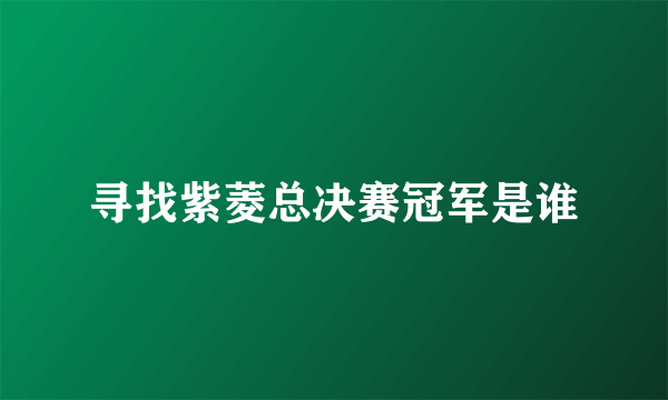 寻找紫菱总决赛冠军是谁