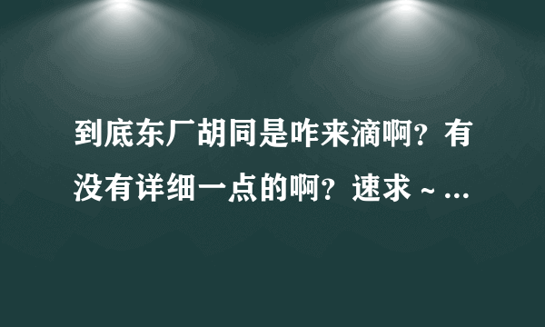 到底东厂胡同是咋来滴啊?有没有详细一点的啊?速求~越快越好!‘