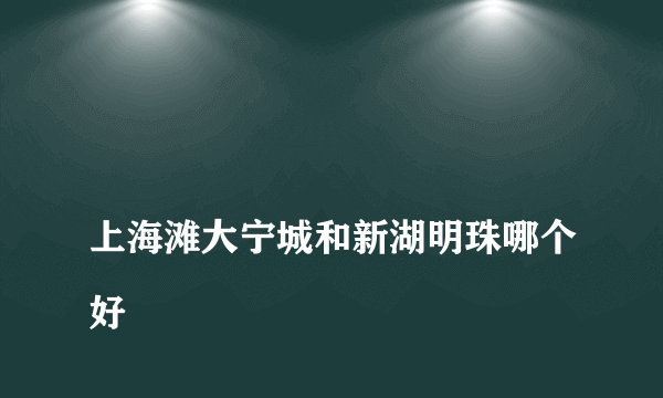 上海滩大宁城和新湖明珠哪个好