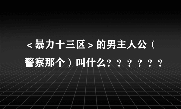 ＜暴力十三区＞的男主人公（警察那个）叫什么？？？？？？