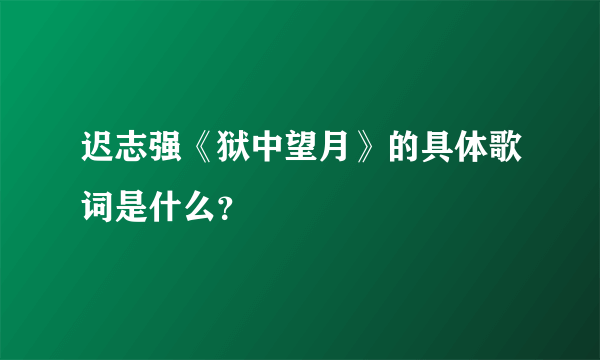 迟志强《狱中望月》的具体歌词是什么？