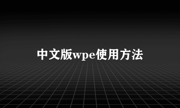 中文版wpe使用方法