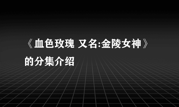 《血色玫瑰 又名:金陵女神》的分集介绍
