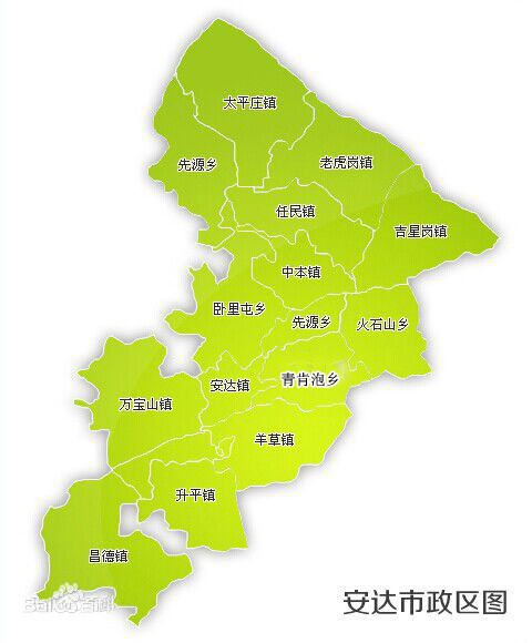 安达的正西方向有哪些城市？