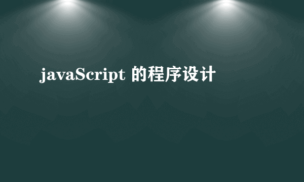 javaScript 的程序设计