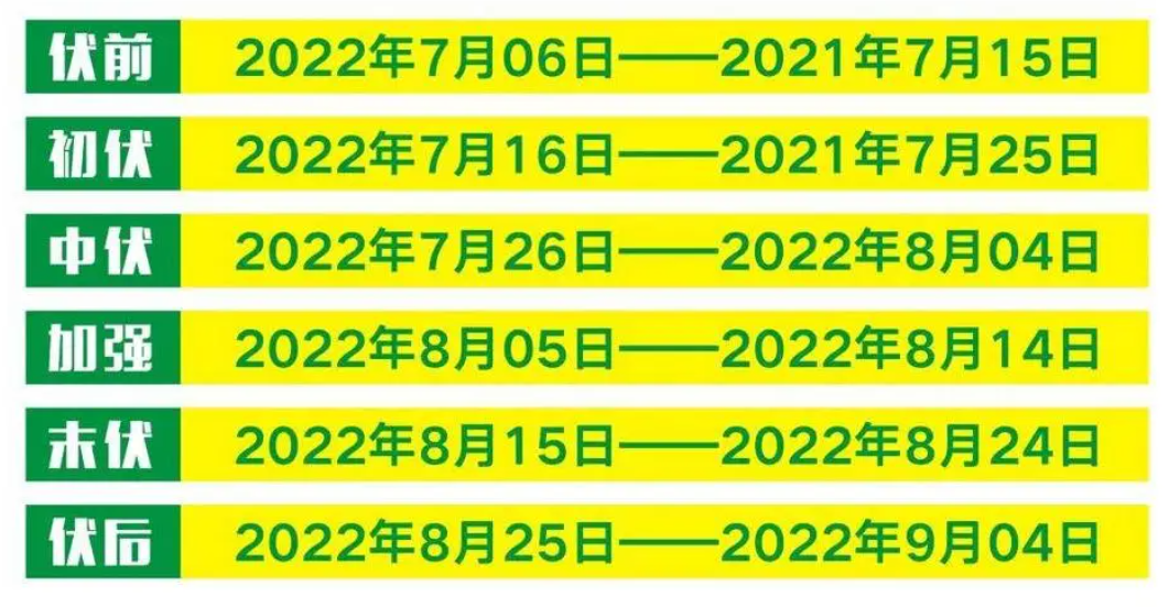 2022年入伏时间表图片