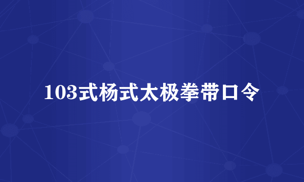103式杨式太极拳带口令