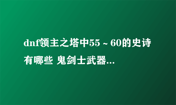 dnf领主之塔中55～60的史诗有哪些 鬼剑士武器 有图片更好
