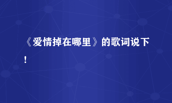 《爱情掉在哪里》的歌词说下！