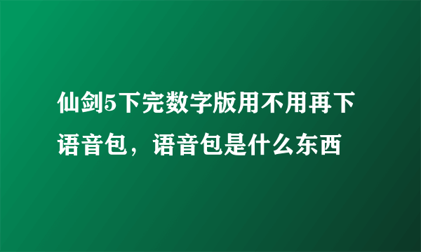 仙剑5下完数字版用不用再下语音包，语音包是什么东西