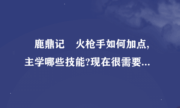 «鹿鼎记»火枪手如何加点,主学哪些技能?现在很需要一份火枪手的全攻略