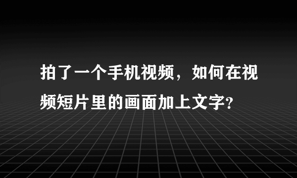 拍了一个手机视频，如何在视频短片里的画面加上文字？