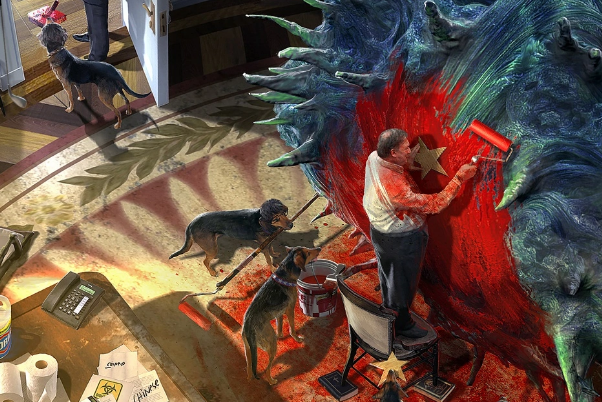 乌合麒麟发布了一副新作《神明改造》,你如何评价他的这副作品?