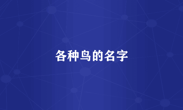 各种鸟的名字