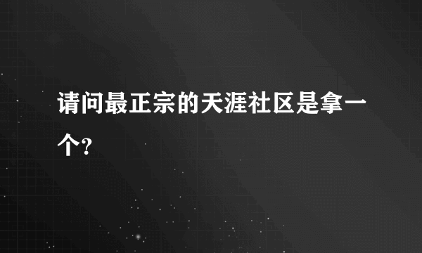 请问最正宗的天涯社区是拿一个？