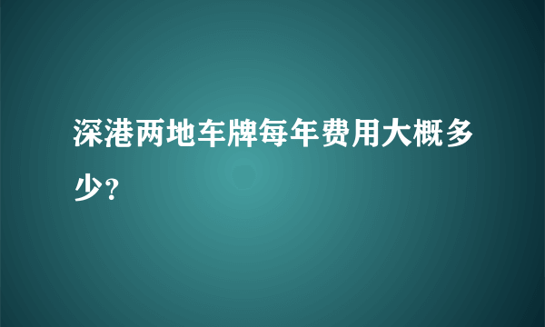 深港两地车牌每年费用大概多少？