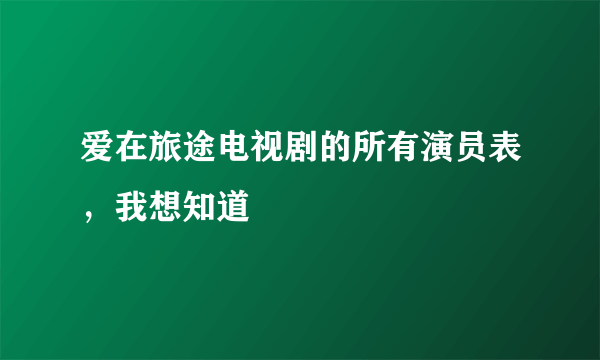 爱在旅途电视剧的所有演员表，我想知道