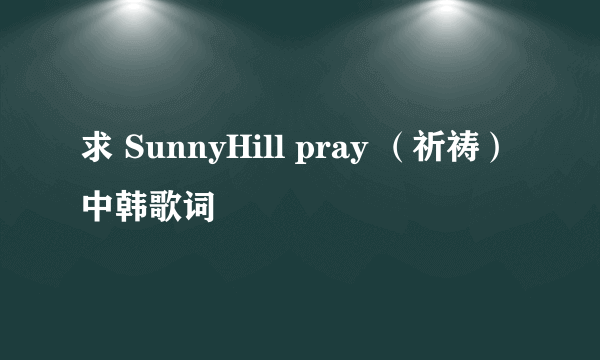 求 SunnyHill pray (祈祷) 中韩歌词
