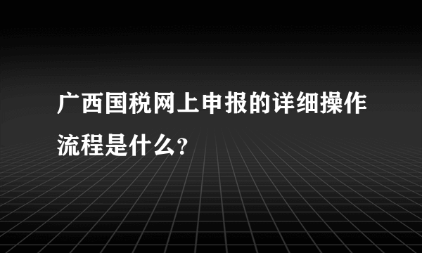 广西国税网上申报的详细操作流程是什么？