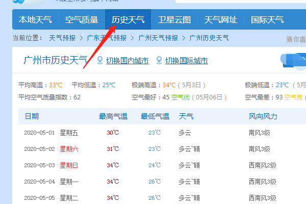 怎样查到某个地区的过往天气记录？