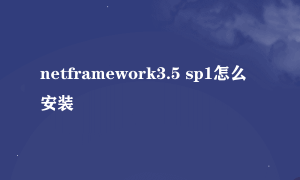 netframework3.5 sp1怎么安装