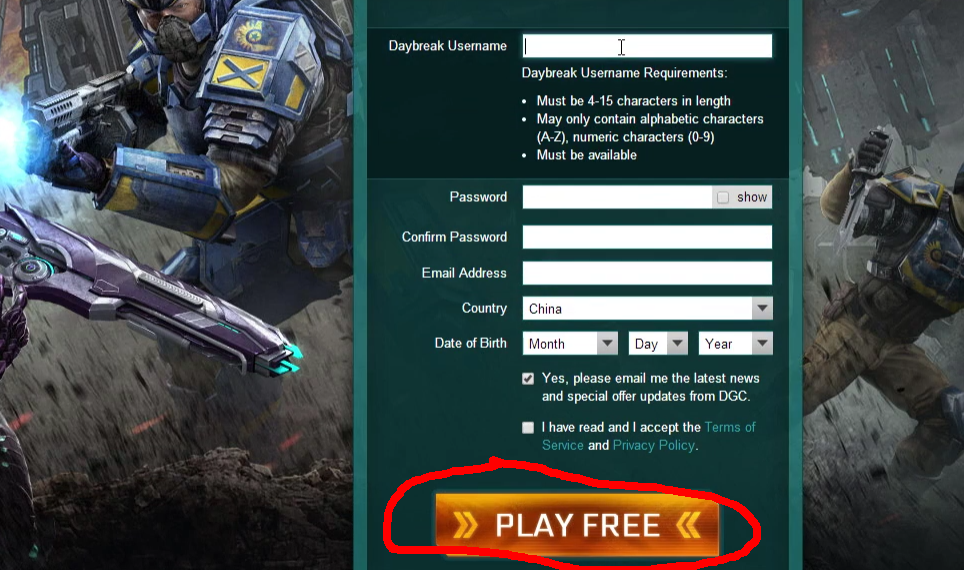 行星边际2(Planetside2)如何注册