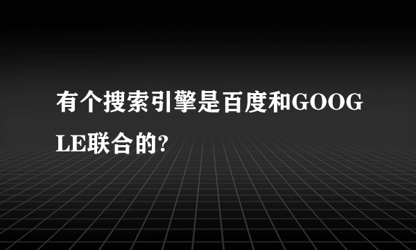 有个搜索引擎是百度和GOOGLE联合的?