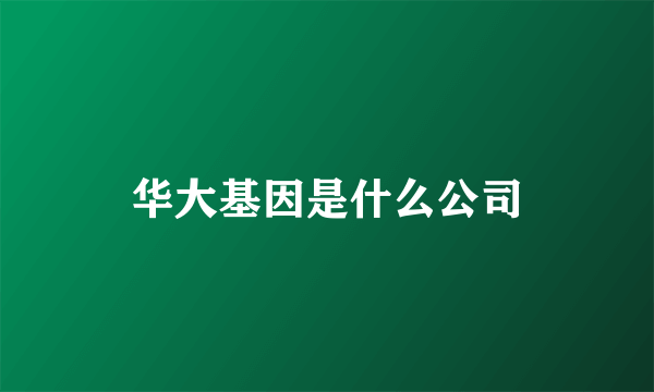 华大基因是什么公司