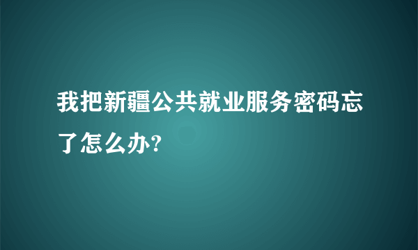 我把新疆公共就业服务密码忘了怎么办?