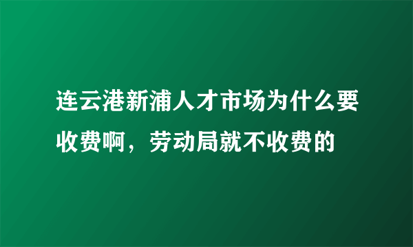 连云港新浦人才市场为什么要收费啊，劳动局就不收费的