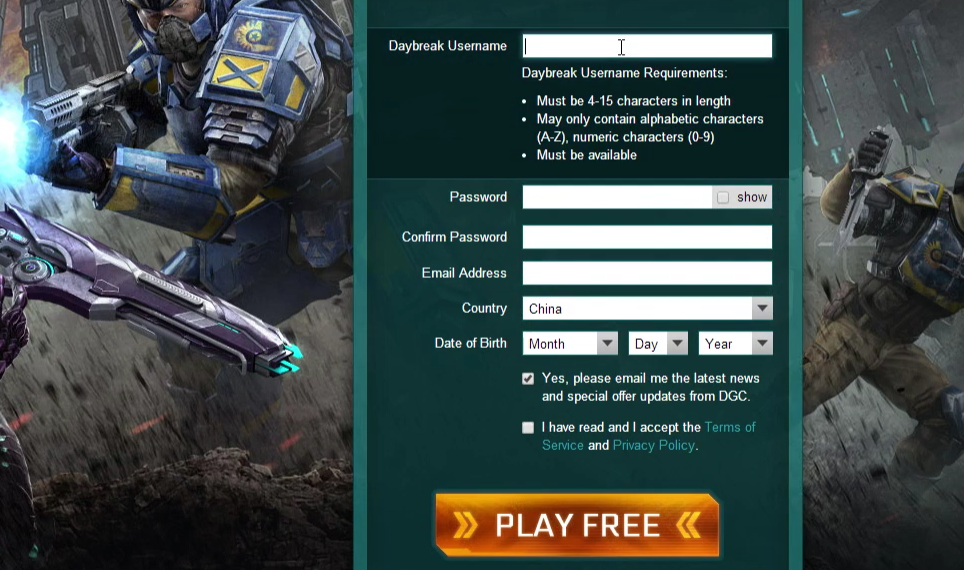 行星边际2(Planetside2)如何注册